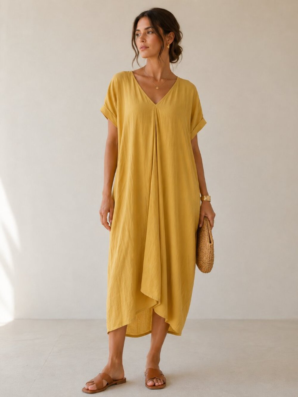 Mccullough Short Sleeve Midi Dress Size Medium